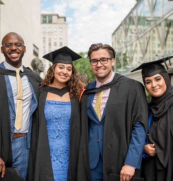 Graduating alumni at London's Southbank