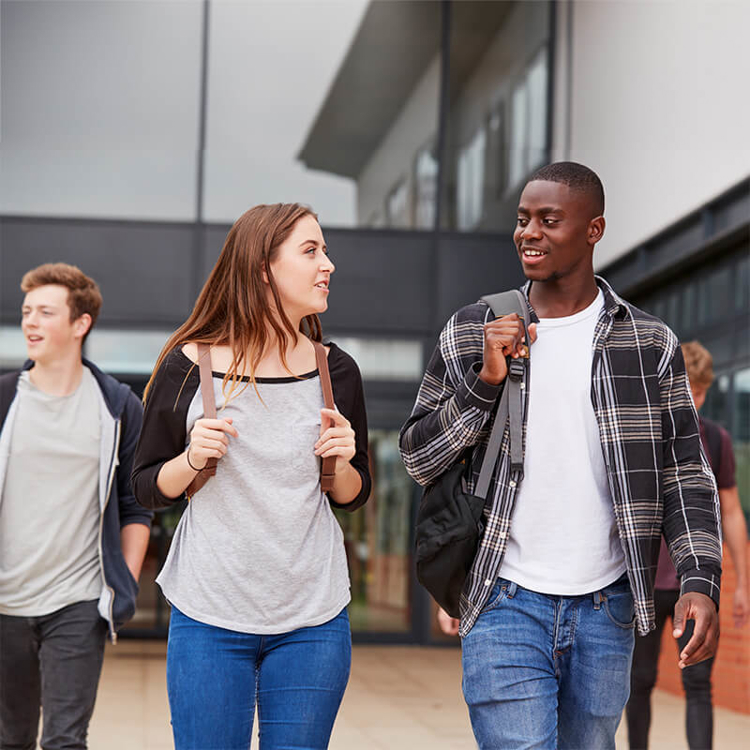 Students walking on campus