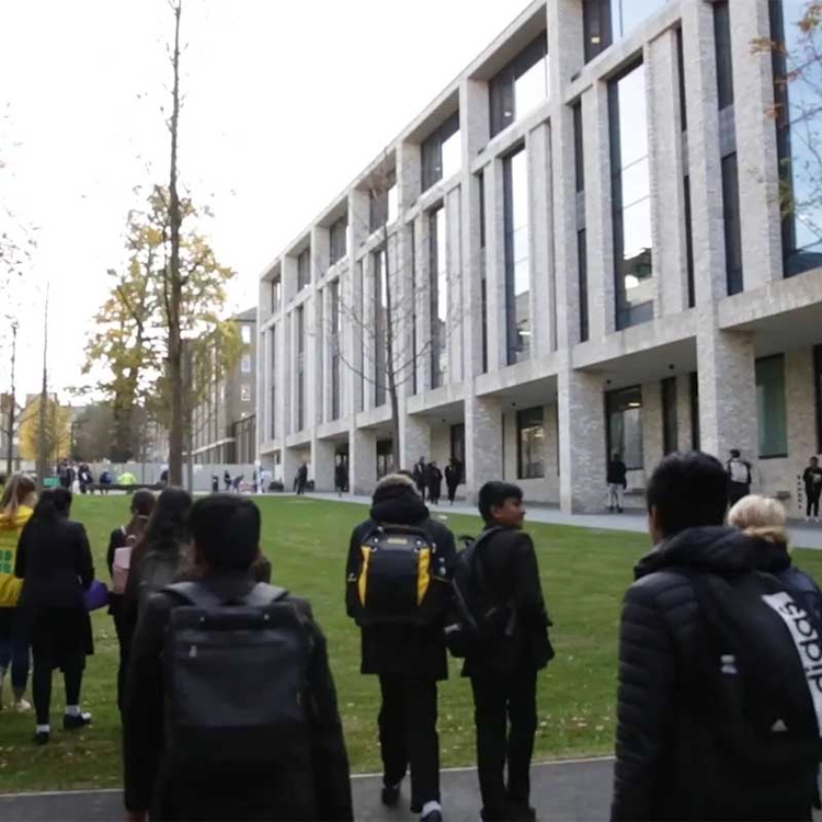 Secondary school students touring roehampton