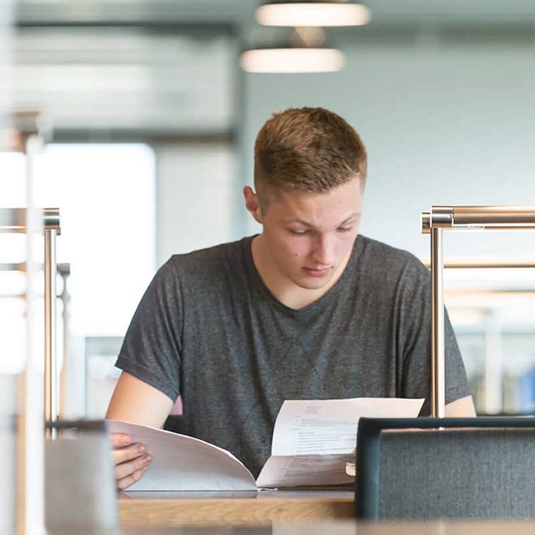 Student Studying in the University Library